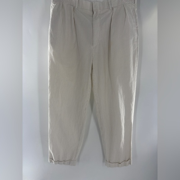 Polo Ralph Lauren Men’s Seersucker Suit Large Blazer & Pants Striped Tan 36/30 - Picture 14 of 16